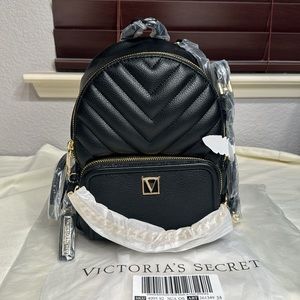 Victoria’s Secret Black V-Quilt Small Backpack